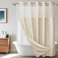 No Hook Shower Curtain with Snap in Liner - Cream Linen-Look Hotel