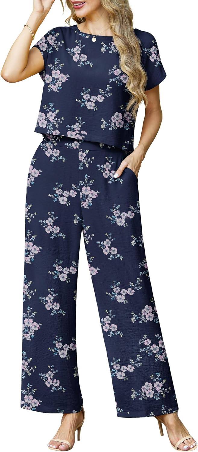 Lepunuo 2 Piece Sets for Women Summer Crop Top and Pants