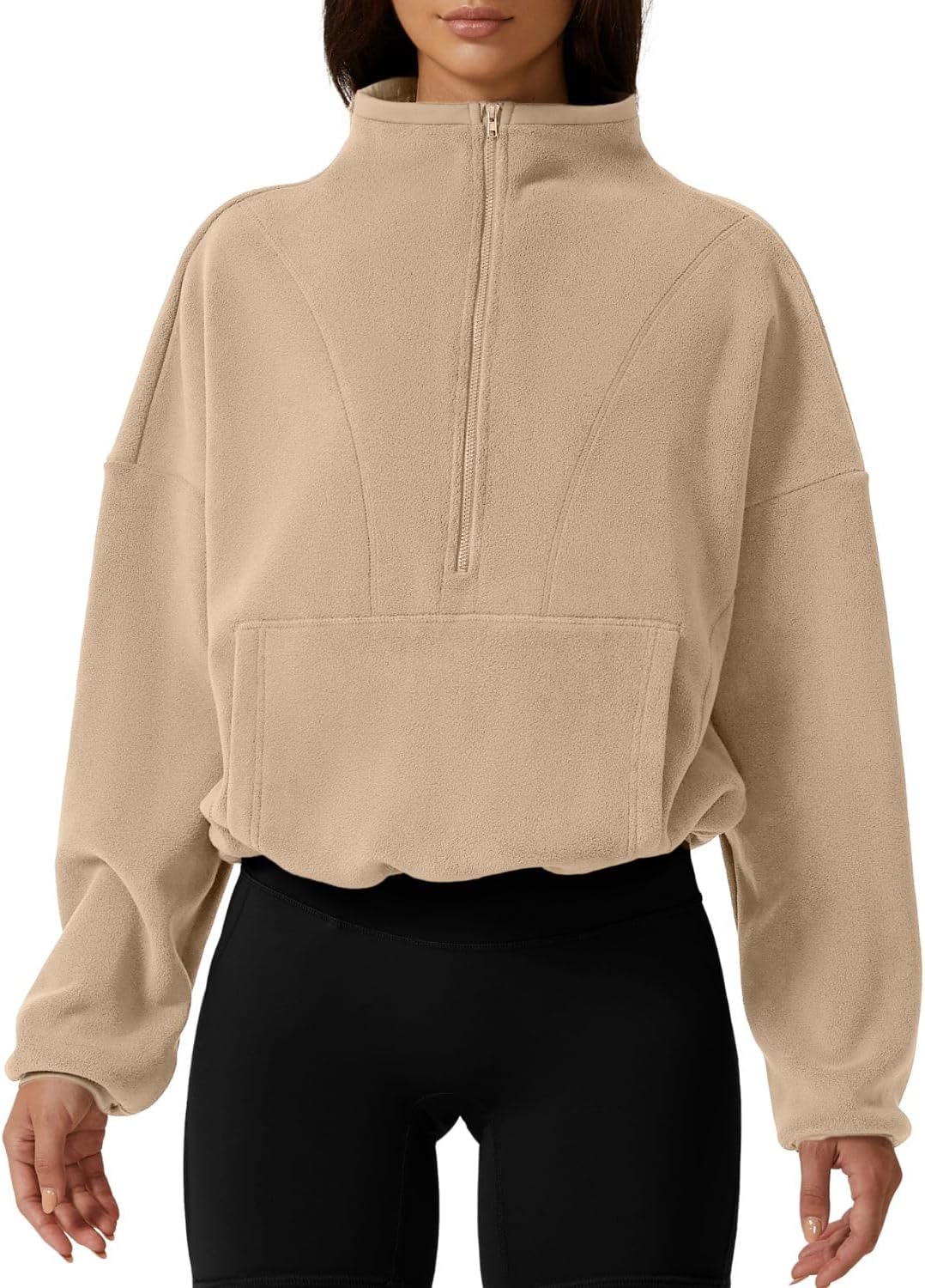 QINSEN Women Half Zip Fleece Sweatshirt for Cozy Winter Wear