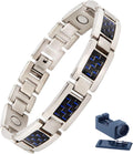 KYOSI Titanium Magnetic Bracelet for Men 8.66 in - Blue Carbon Fiber