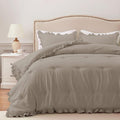 HARBOREST Twin Comforter Set Oatmeal - Ruffle Twin Comforter
