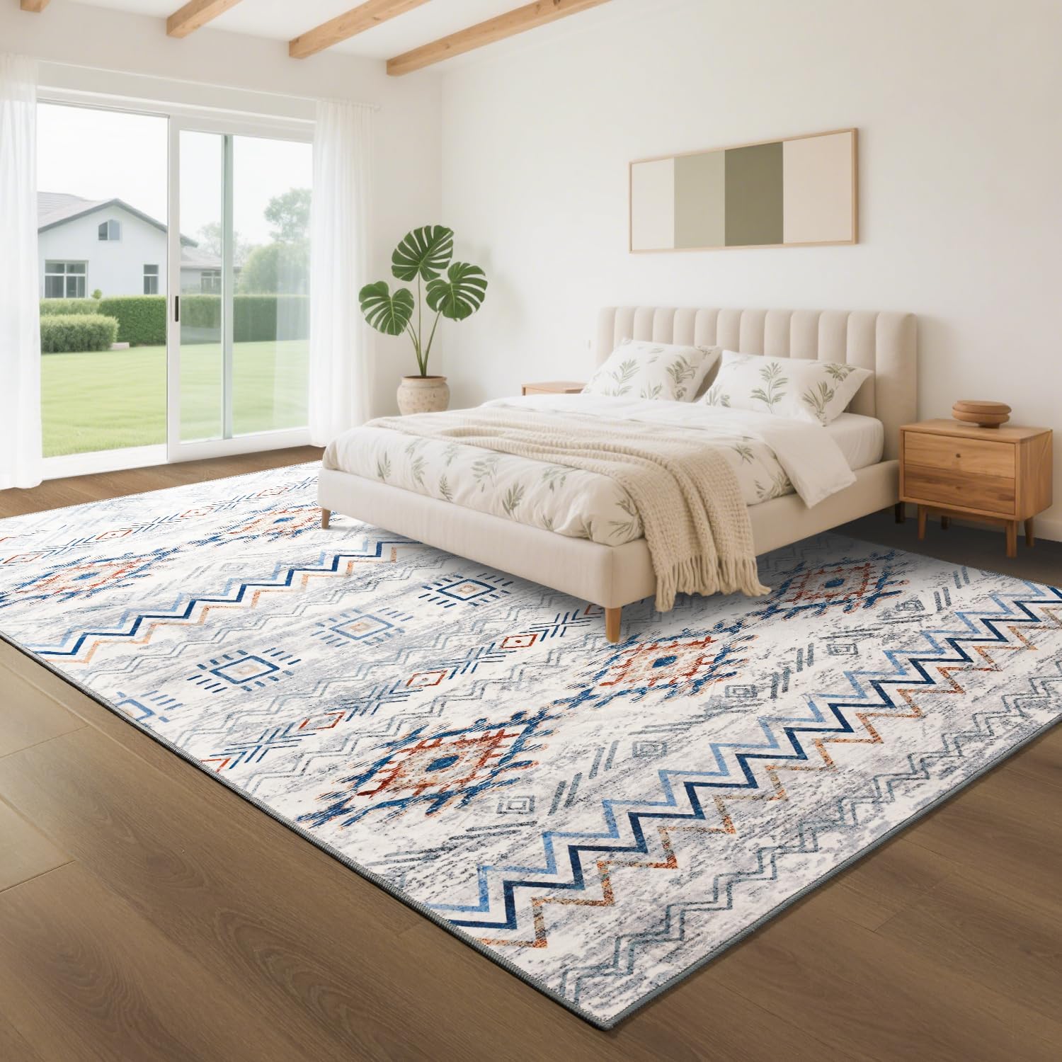 Boho Area Rug for Living Room Soft Indoor Floor Rug 5ftx7ft