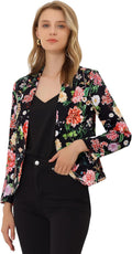 Allegra K Women's Open Front Crop Blazer - Lightweight Office Style 32