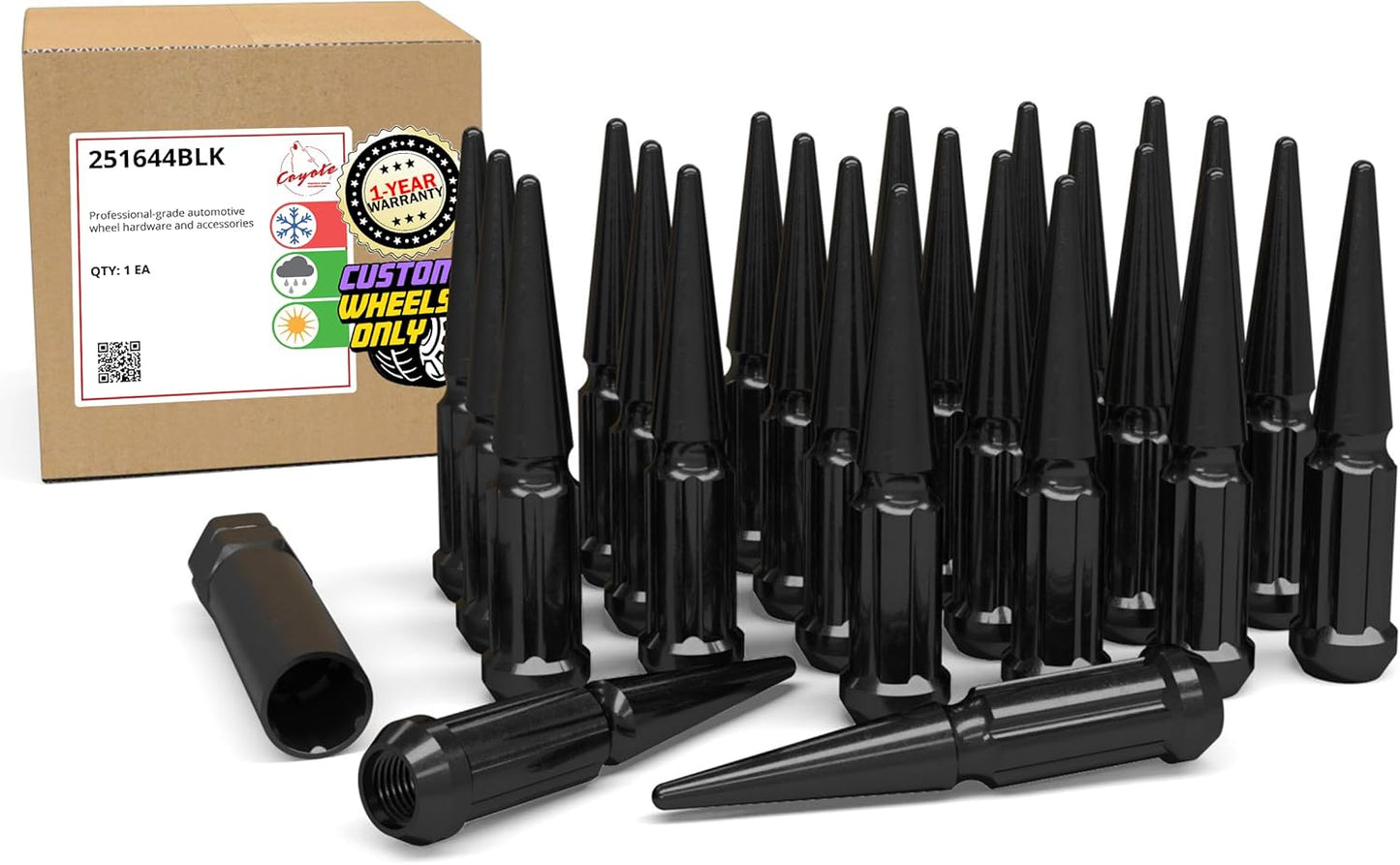 24 Pcs M12x1.25 Spike Spline Lug Nuts for Nissan Titan