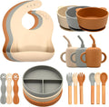 Silicone Baby Feeding Set 21 Pcs Walnut Beige Smoky Gray - Complete