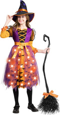 Light Up Polka Dots Witch Tutu Costume for Girls Halloween