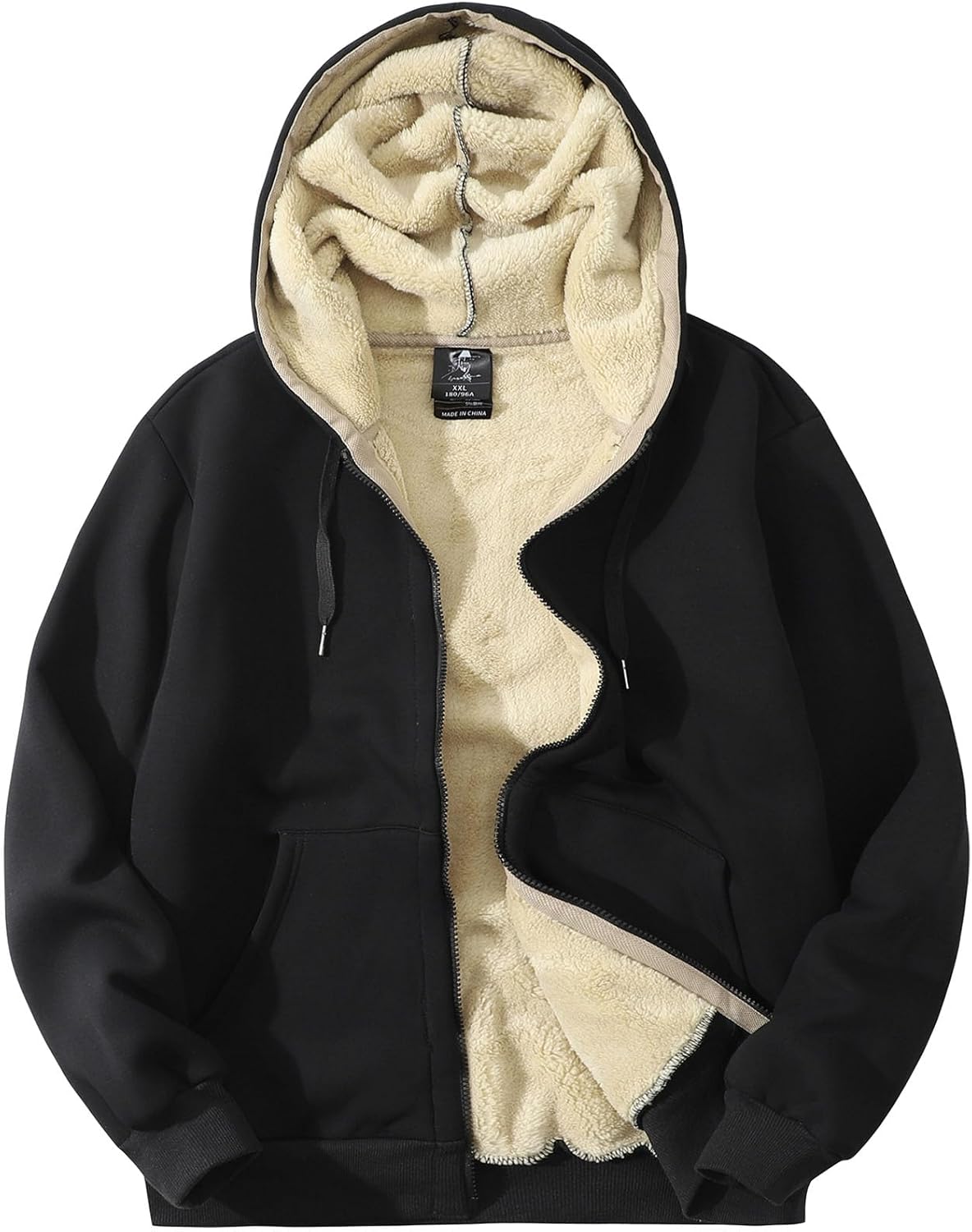 Flygo Men's Sherpa Hoodie Jacket for Ultimate Winter Warmth