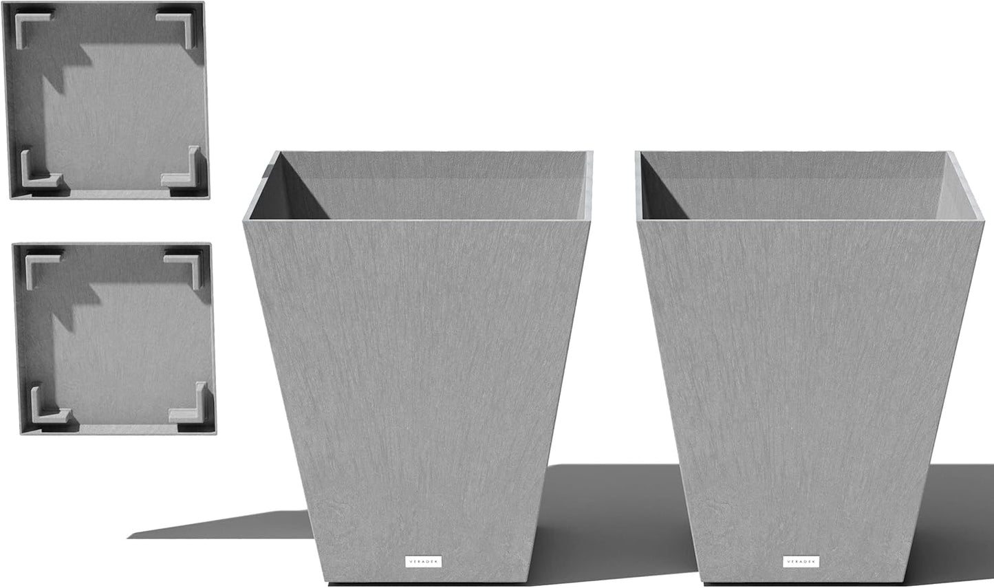 Veradek Nobleton Wide Square Planter Set for Indoor Outdoor Use