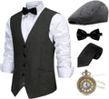 1920s Mens Gatsby Gangster Vest and Hat Accessories Set - Complete