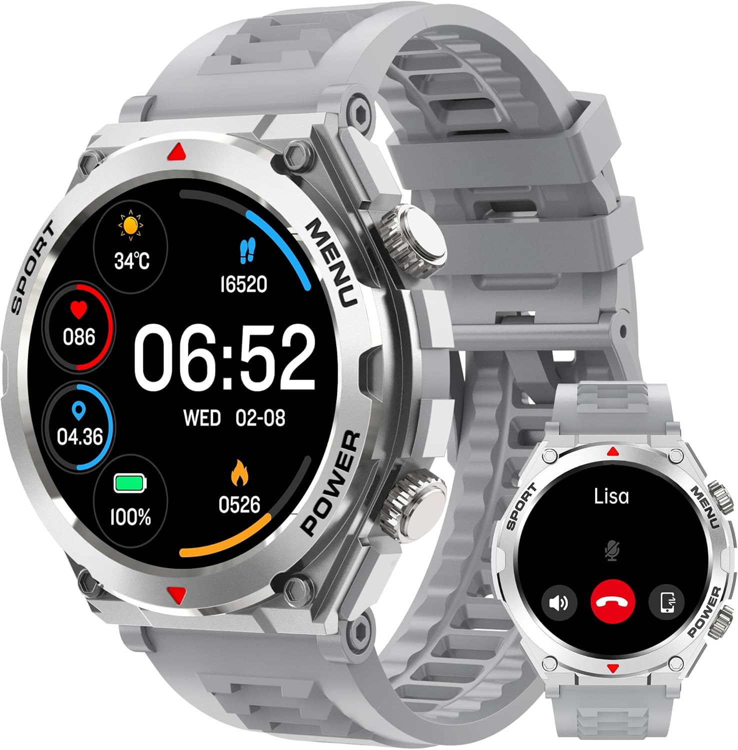 Military Smart Watch for Men with Bluetooth Call Functionality