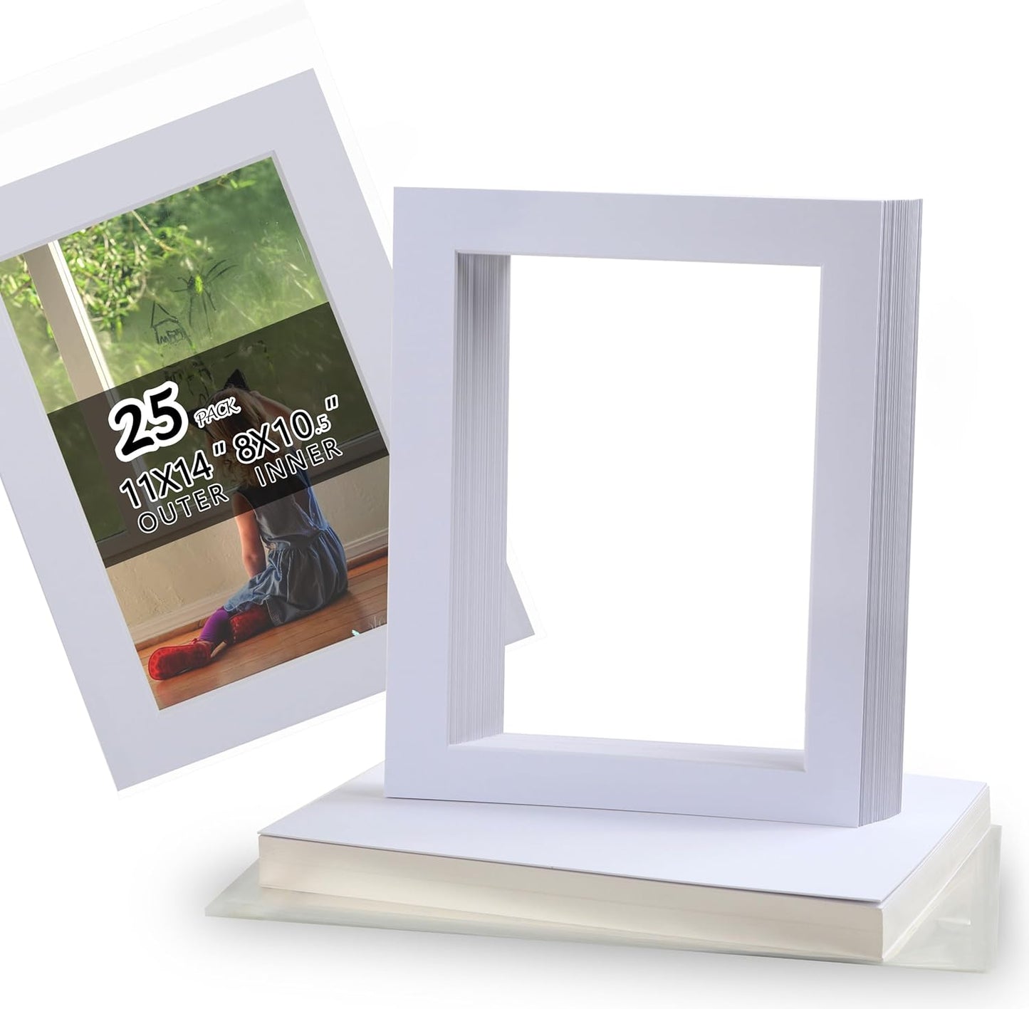 Acid Free 25 Pack 11x14 Pre-Cut Mat Board Show Kit for Art