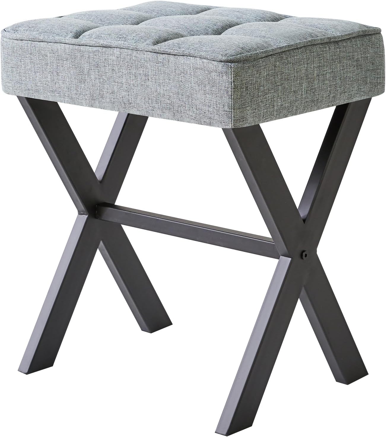 IBUYKE Square Makeup Stool with X-Leg Foot Rest for Versatile Use