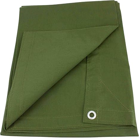 Mytee Products 6ft x 8ft Green Canvas Tarp for Heavy Duty Use