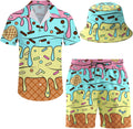 Men's 2 Piece Tracksuit Hawaiian Shirt and Shorts Set (Style DJFV)