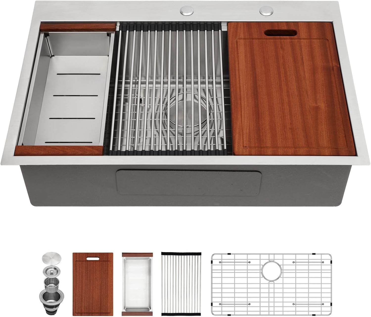 33 Drop In Kitchen Sink Workstation with Heavy Duty Design