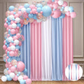Blue Pink Backdrop Curtains Gender Reveal Backdrop - 5 Panel Fabric