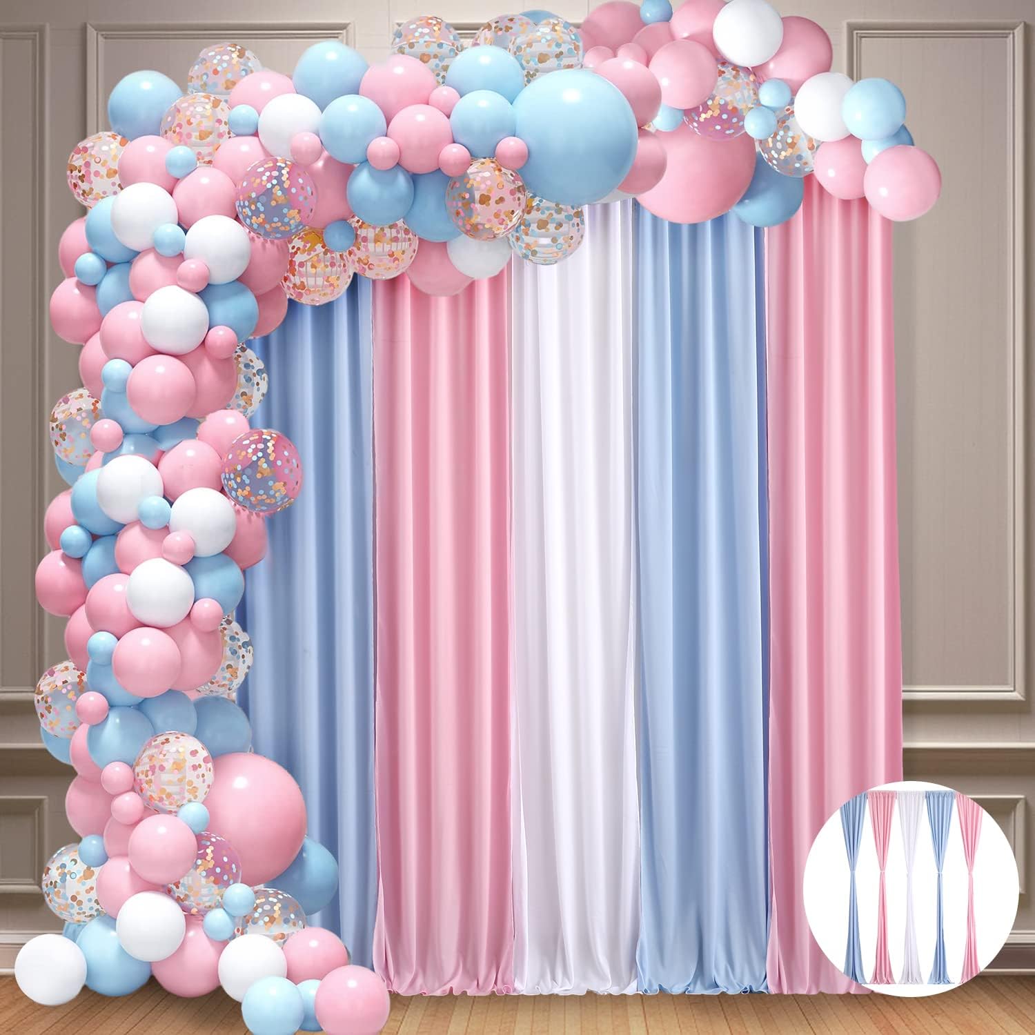 Gender Reveal 10x7ft Backdrop Curtains - Baby Shower & Birthday Party Decor