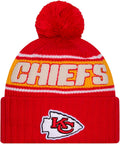NFL Sideline Sherpa Striped Pom Beanie - Chiefs Cold Weather