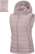 Women's Packable Hooded Puffer Vest - Lightweight Warm Quilted