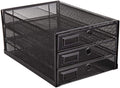 Mesh Desk Organizer 3 Tier Sliding Drawers - Compact Paper Sorter