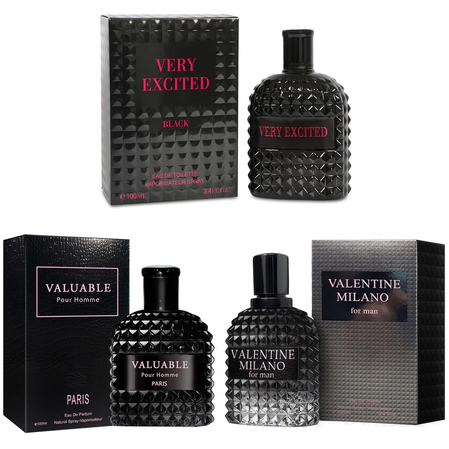 3Pack Men Colognes Combo Set for Day to Night Use Fragrances