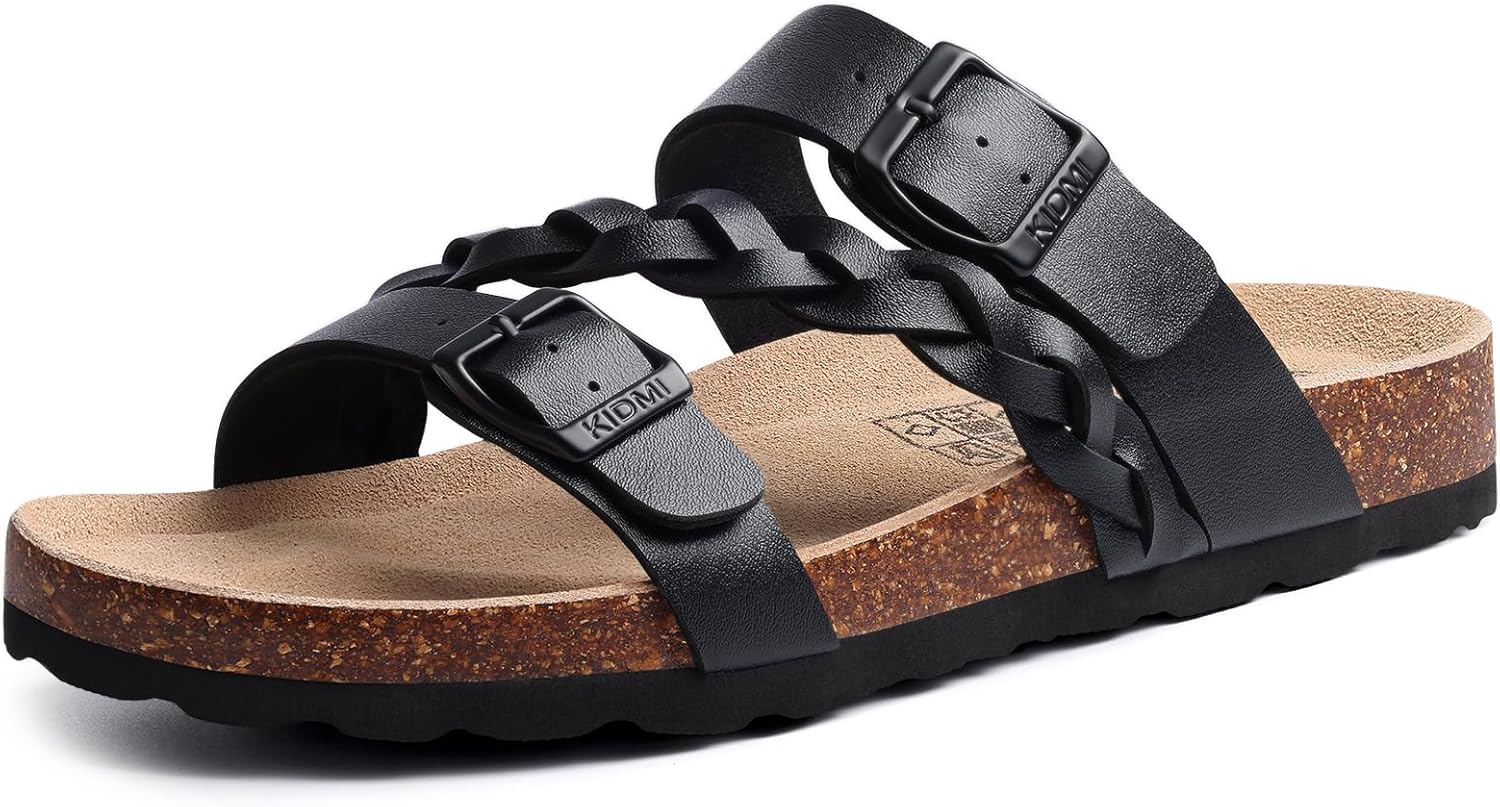 KIDMI Women's Cork Footbed Sandals with Arch Support for Summer