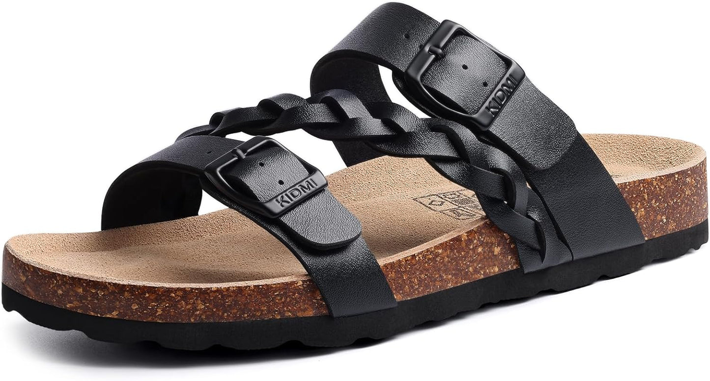KIDMI Women's Cork Footbed Sandals with Arch Support for Summer