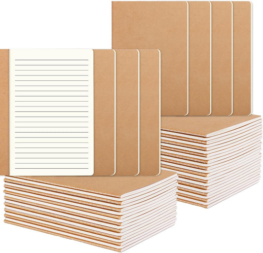 Kraft Brown Lined Journal - 48 Pack A5 - Travel, School, Office