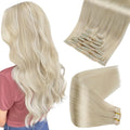 Full Shine Platinum Blonde Clip in Hair Extensions 18 in - Natural