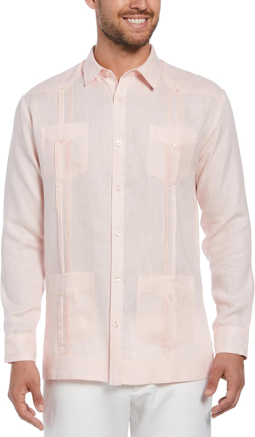 Cubavera Men's Linen Guayabera Shirt with Four Pockets