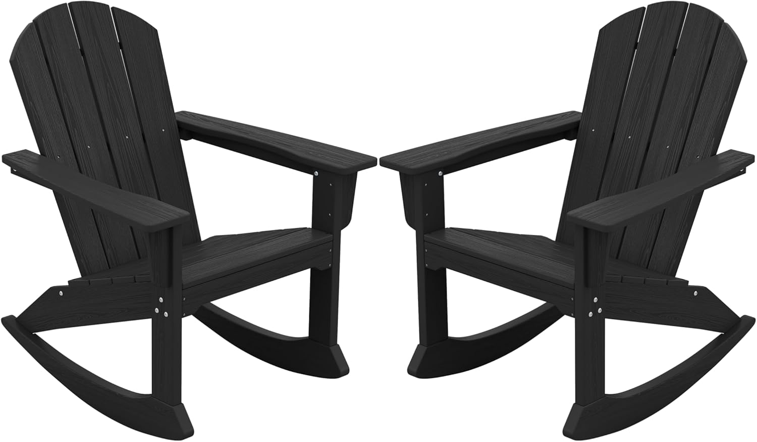 SERWALL All-Weather Rocking Chairs Set - Black