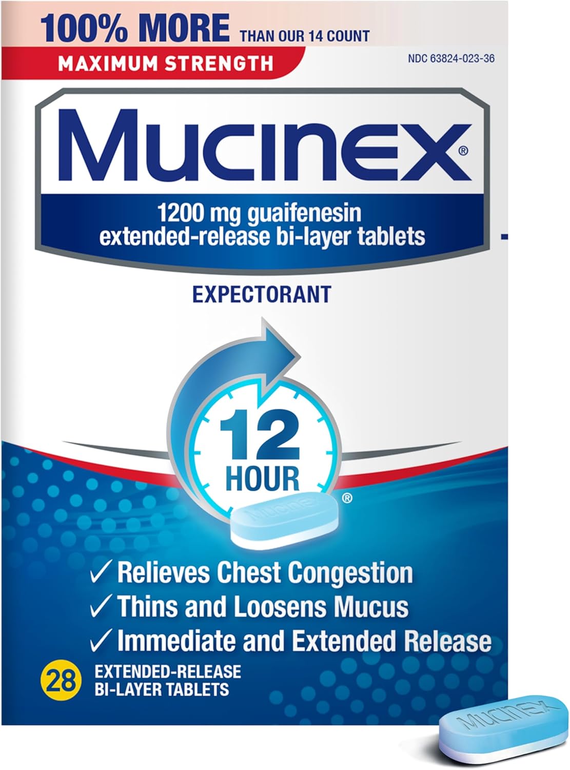 Mucinex Maximum Strength 12 Hour Chest Congestion Relief Tablets