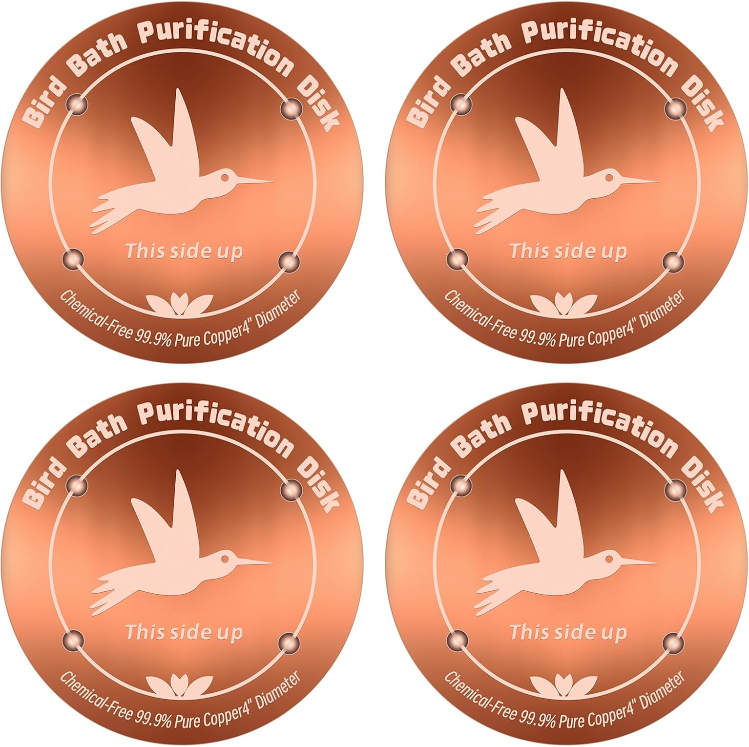 4Pcs Pure Copper Bird Bath Purification Disk for Clean Water