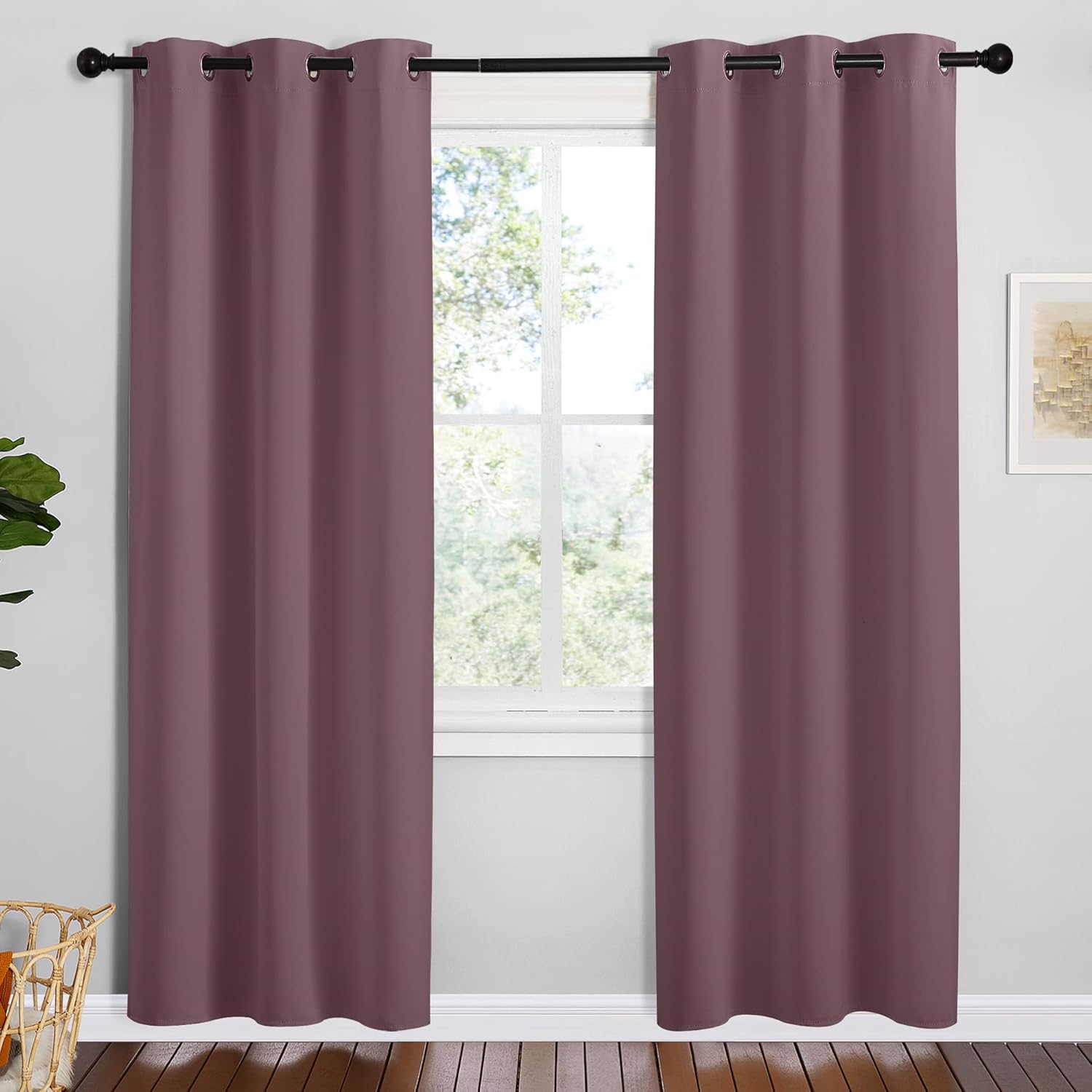 NICETOWN Dry Rose Room Darkening Curtains for Kitchen, 42 in