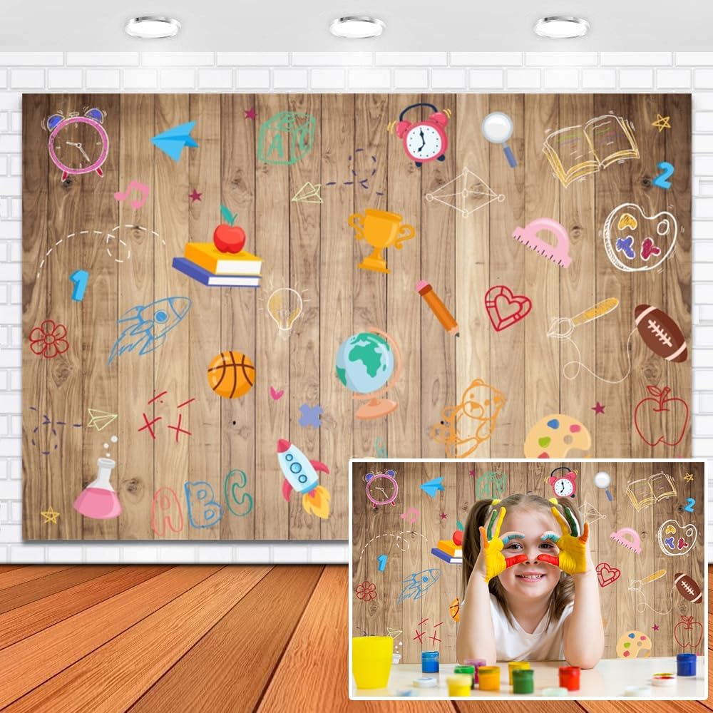 Leowefowa Back to School Backdrop for Kids Photo Props