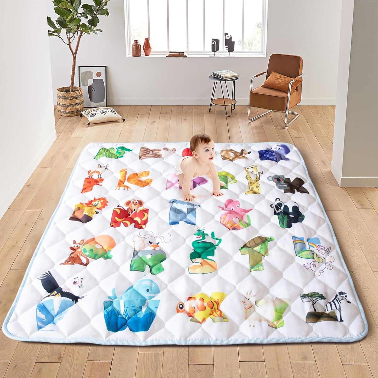 Soft Thicken Baby Play Mat - Colorful Animals, 50x50 - TreeBud