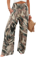 High Waisted Palazzo Pants for Women - Elastic Wide Leg Lounge