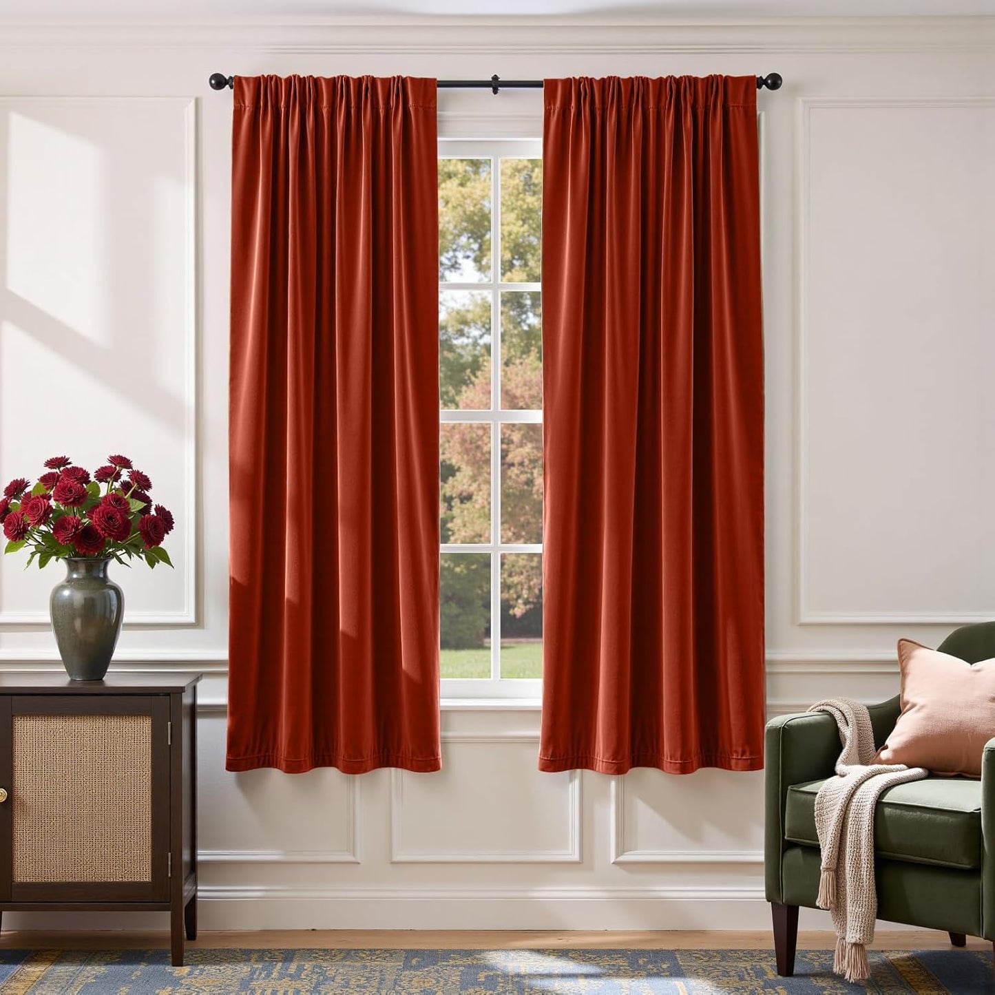 Lazzzy Velvet Curtains Blackout Thermal Insulated 72 Inch Long