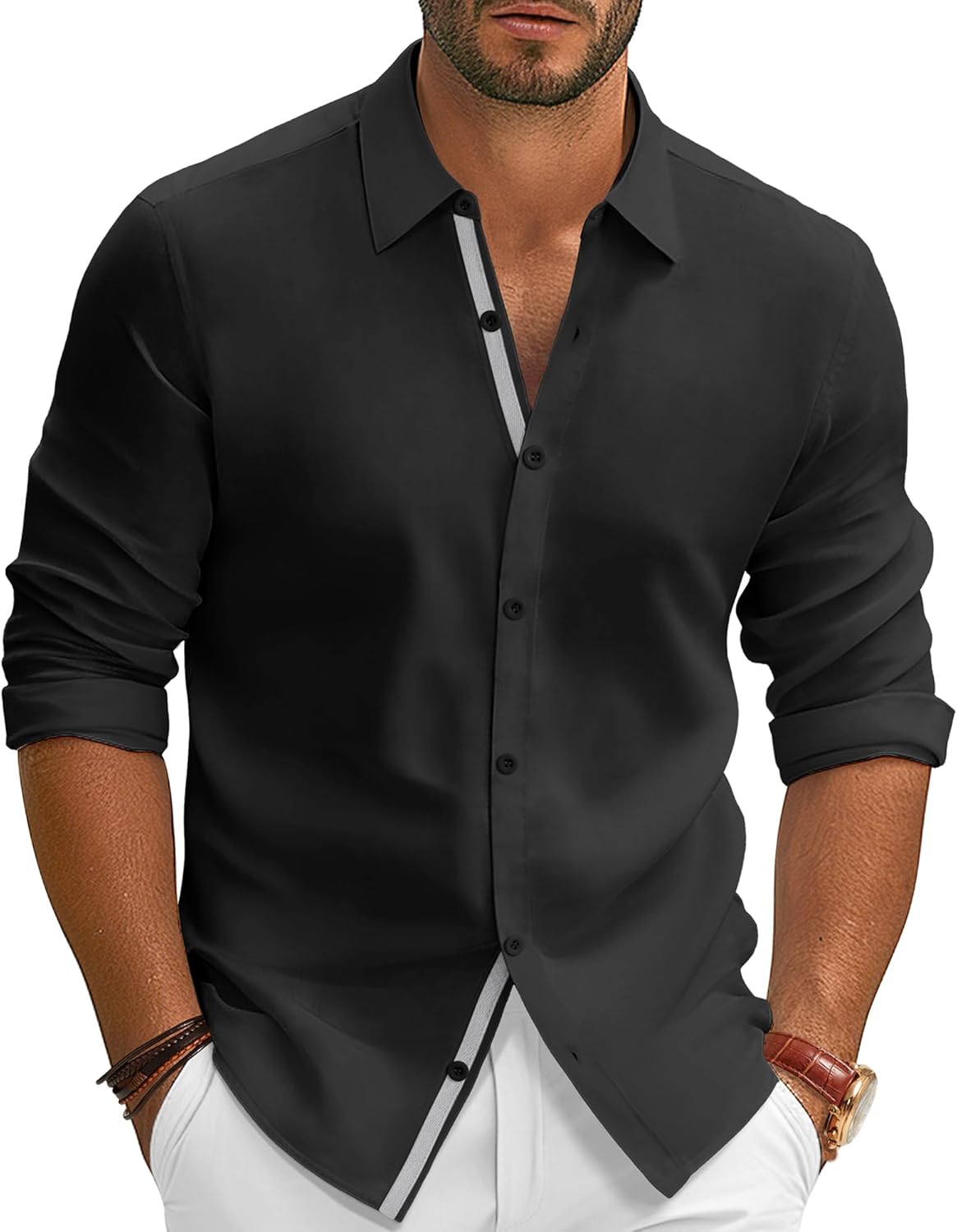 Wrinkle Free Stretch Button Down Shirt for Modern Men
