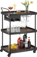SONGMICS 3-Tier Bar Cart | Wine Glass Holder