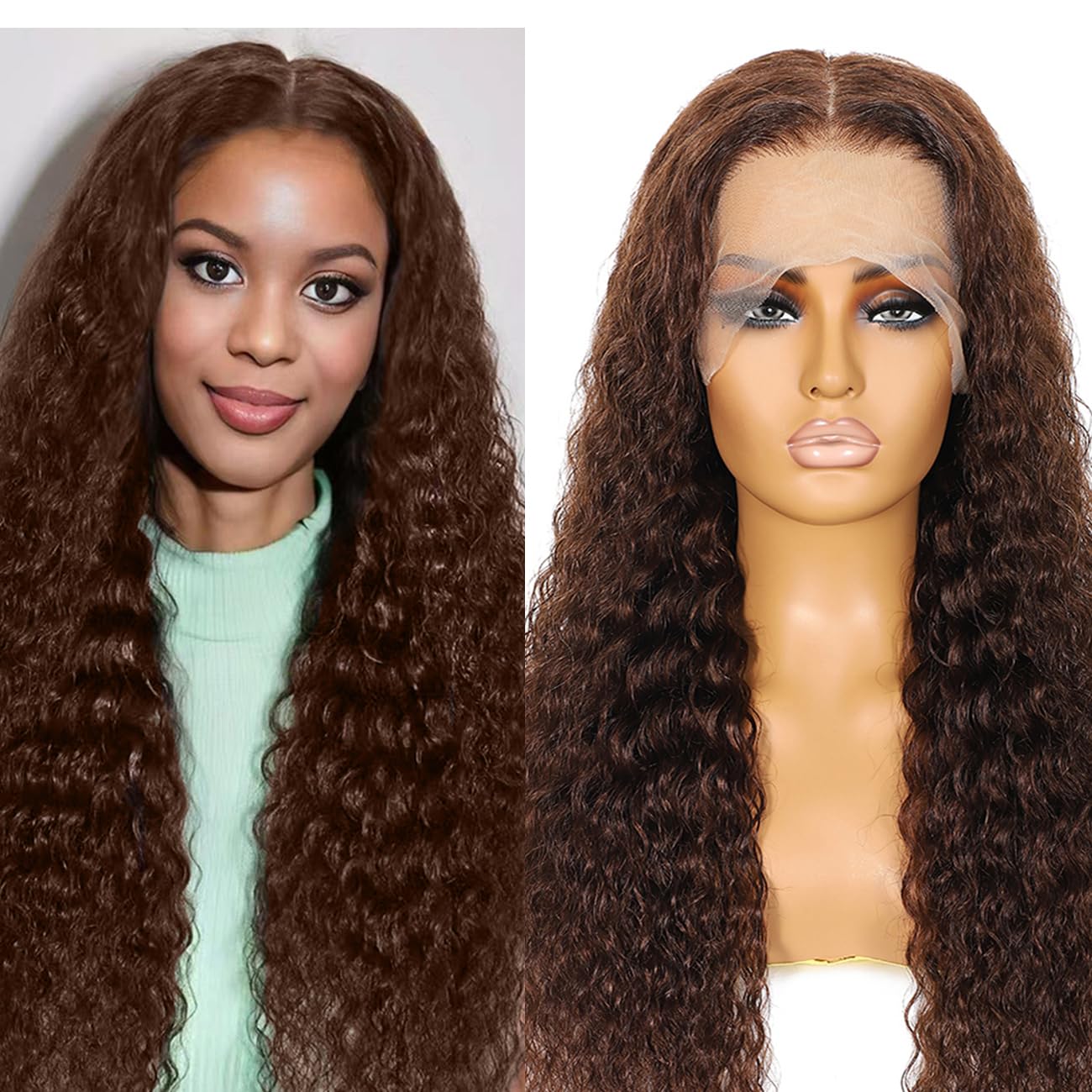 Chocolate Brown Deep Wave Lace Front Wigs for Black Women
