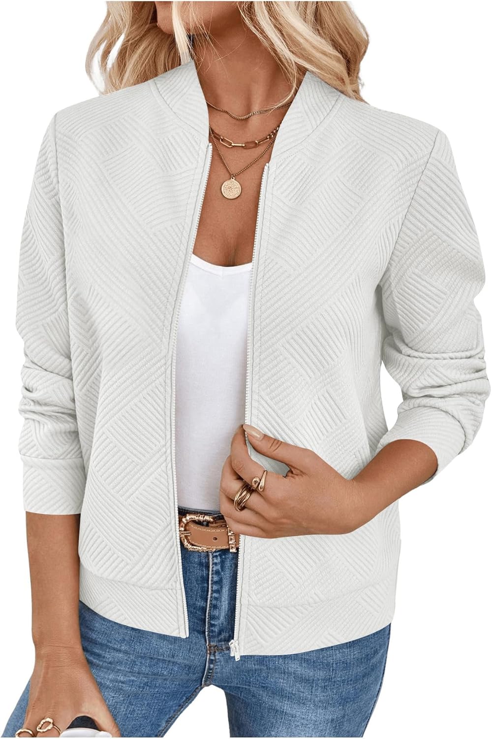 Verdusa Women's Zip Up Textured Lightweight Bomber Jacket Review
