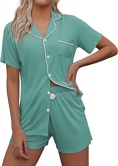 Ekouaer Women Classic Button Down Soft Short Pajamas Set Review