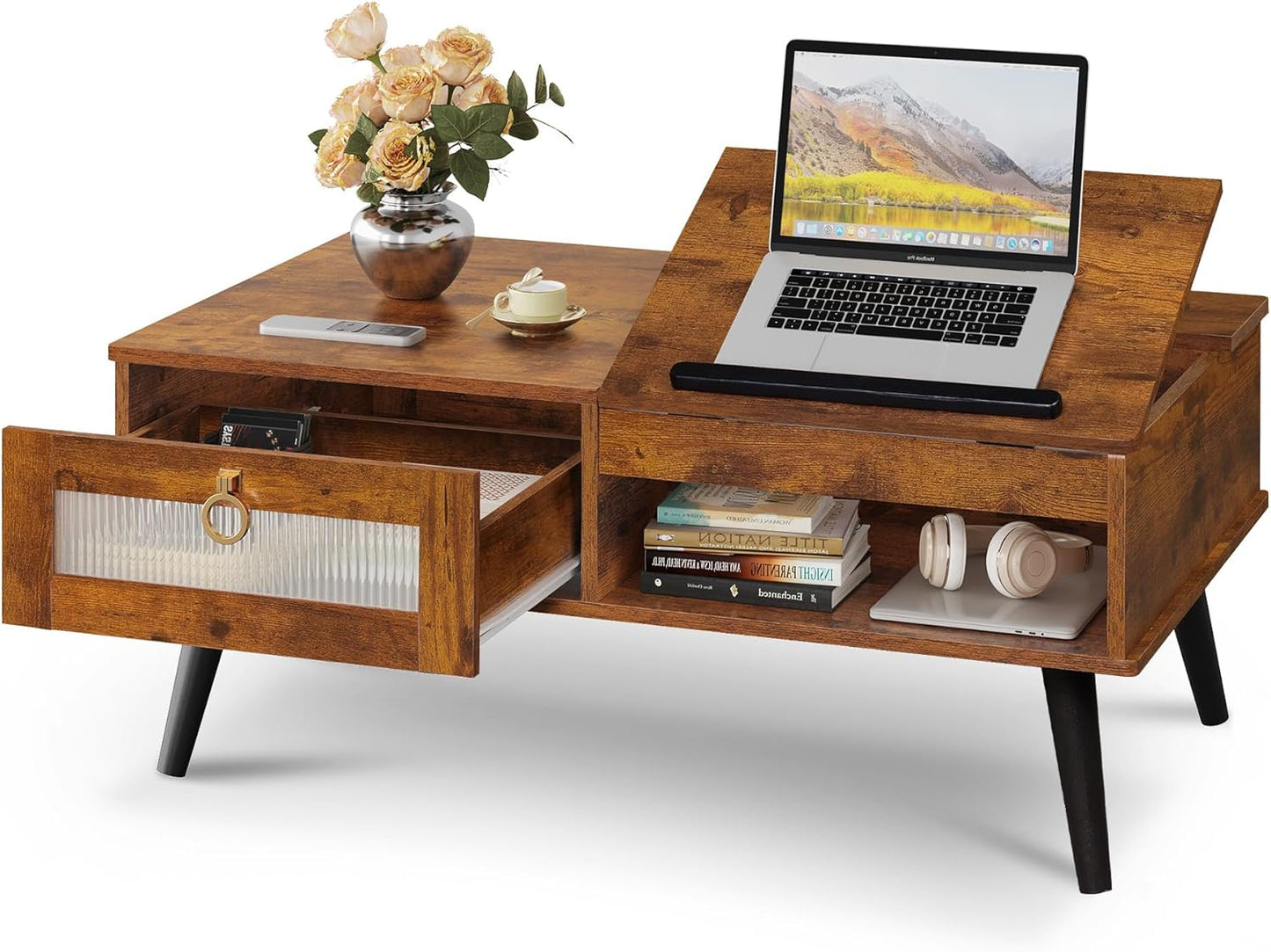 WLIVE Coffee Table with Lift Top and Adjustable Height for Living Room