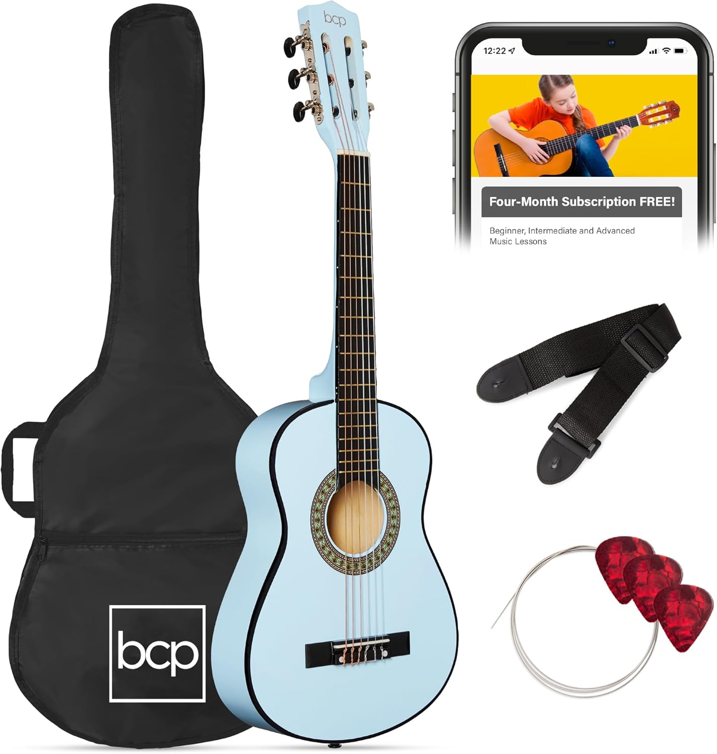 Kids Acoustic Guitar Starter Kit - Light Blue