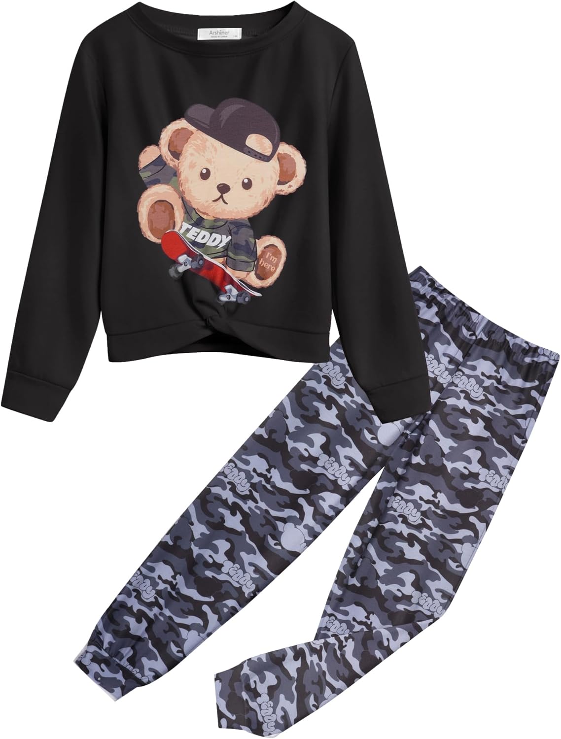 Arshiner Girls Twist Front Tracksuit for Stylish Comfort