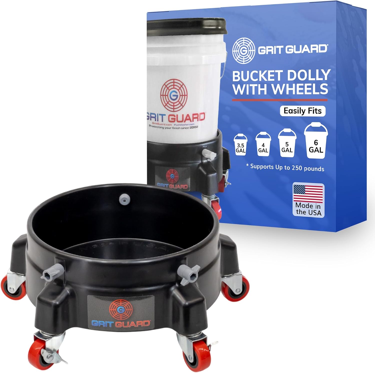 Grit Guard Bucket Dolly with Wheels for Easy Detailing Tasks