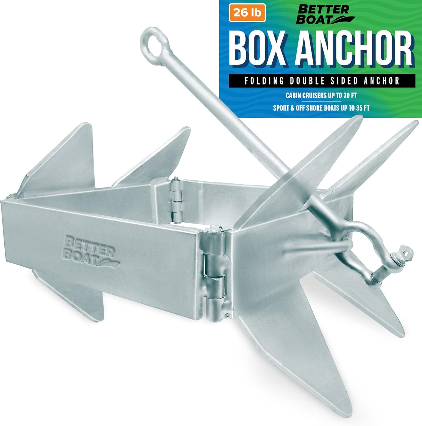 Folding Boat Box Anchor for Boats up to 34 ft - 13lb, 19lb, 26lb