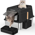 URPOWER Large Stainless Steel Cat Litter Box for Effortless Cleaning