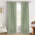 100% Blackout Curtains 108 in Long - Sage Linen Drapes for Bedrooms